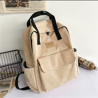 Knapsack Corduroy Daypack Soft Portable Casual  - Thumbnail 1