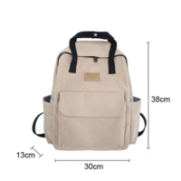 Knapsack Corduroy Daypack Soft Portable Casual  - Thumbnail 8