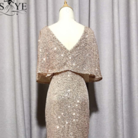  Evening Dresses Mermaid Short Sleeves Sexy V Neck - Thumbnail 3