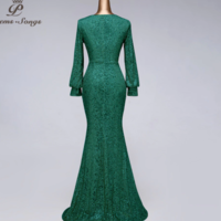 Sexy Waist Style Long Sleeve Sequin Evening Dress - Thumbnail 2