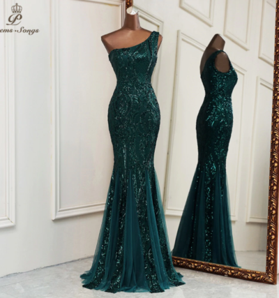 Mermaid Evening Dresses Sexy One Shoulder Dress