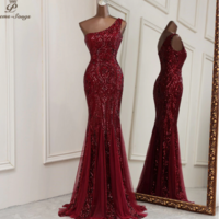 Mermaid Evening Dresses Sexy One Shoulder Dress - Thumbnail 4