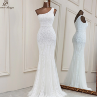 Mermaid Evening Dresses Sexy One Shoulder Dress - Thumbnail 6