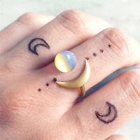 Crescent Gold Opal Moon Ring White Clear - Thumbnail 1