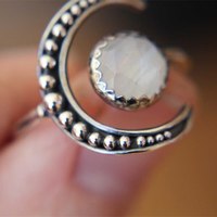 Luxurious Crescent Women Moonstones Rings  - Thumbnail 1