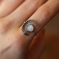 Luxurious Crescent Women Moonstones Rings  - Thumbnail 4