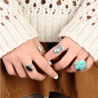Vintage Crescent Moon Imitation Moonstone - Thumbnail 2
