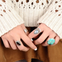 Vintage Crescent Moon Imitation Moonstone - Thumbnail 3