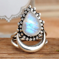 Vintage Crescent Moon Imitation Moonstone - Thumbnail 4