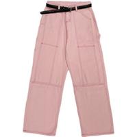 Pastel Baby Pink Jean Pants with Belt - Thumbnail 3