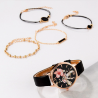 Set Women Watches Bracelet Black Ladies Bracelet - Thumbnail 2