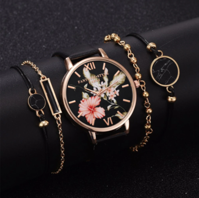 Set Women Watches Bracelet Black Ladies Bracelet