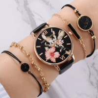 Set Women Watches Bracelet Black Ladies Bracelet - Thumbnail 1