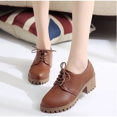 Chunky heels british style fashion ladies