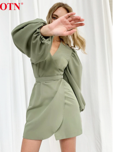  Asymmetry Mini Dress Tunic High Waist 