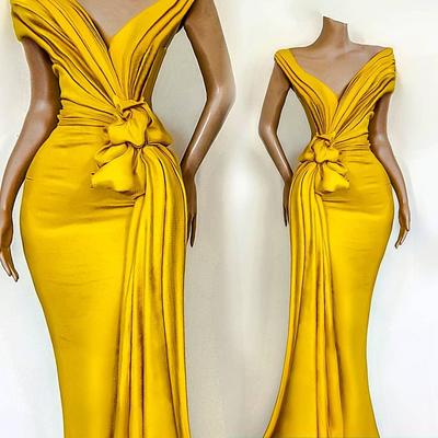 Yellow prom dresses, gold prom dresses, pleats prom dresses, sashes prom dresses, pleats prom dresses, 2021 prom dresses, evening gowns, 619 - Thumbnail 4