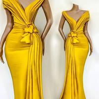 Yellow prom dresses, gold prom dresses, pleats prom dresses, sashes prom dresses, pleats prom dresses, 2021 prom dresses, evening gowns, 619 - Thumbnail 2