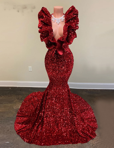 Red prom dresses, deep v neck prom dresses, mermaid evening dresses, cheap evening dress, red prom dresses, sparkly evening dress,627