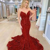 Sparkly Mermaid Strapless Sequins Long Prom Evening Dresses,1177 - Thumbnail 1