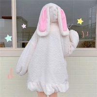 Cute Fluffy Rabbit Ear Oversized Long Sleeve Pullover Hoodie Sweatshirt E-Girl Kawaii Korean Japanese Harajuku - Thumbnail 2