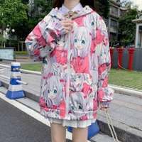 Cute Anime Girl Zip Up Hoodie Jacket Jumper Sweatshirt Long Sleeve Shirt Aesthetic Casual E-Girl Kawaii Korean Japanese Harajuku - Thumbnail 5