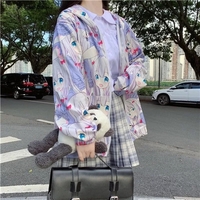 Cute Anime Girl Zip Up Hoodie Jacket Jumper Sweatshirt Long Sleeve Shirt Aesthetic Casual E-Girl Kawaii Korean Japanese Harajuku - Thumbnail 1