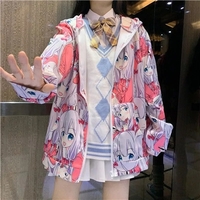 Cute Anime Girl Zip Up Hoodie Jacket Jumper Sweatshirt Long Sleeve Shirt Aesthetic Casual E-Girl Kawaii Korean Japanese Harajuku - Thumbnail 7