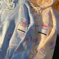 Cute Cinnamon Roll Anime Cartoon Print Long Sleeve Hoodie Sweatshirt Aesthetic Casual E-Girl Kawaii Korean Japanese Harajuku - Thumbnail 3