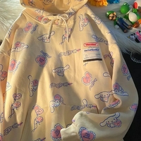 Cute Cinnamon Roll Anime Cartoon Print Long Sleeve Hoodie Sweatshirt Aesthetic Casual E-Girl Kawaii Korean Japanese Harajuku - Thumbnail 6