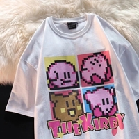 Japanese Anime Pixel Cartoon Print Oversized Short Sleeve T-shirt  - Thumbnail 1