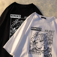 Cute Himiko Toga Anime Girl Cartoon Print Oversized Short Sleeve T-shirt Aesthetic Casual Summer E-Girl Kawaii Korean Japanese Harajuku - Thumbnail 1