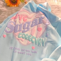 Sweet Pastel Print Oversized Crewneck Sweatshirt Long Sleeve Shirt Aesthetic Casual Summer E-Girl Kawaii Korean Japanese Harajuku - Thumbnail 1