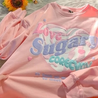 Sweet Pastel Print Oversized Crewneck Sweatshirt Long Sleeve Shirt Aesthetic Casual Summer E-Girl Kawaii Korean Japanese Harajuku - Thumbnail 4