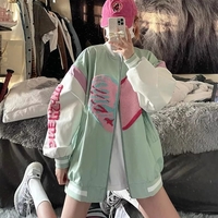 Retro Vintage Pastel Heart Ribs Print Oversized Long Sleeve Zipper Hoodie Sweatshirt Aesthetic Casual E-Girl Kawaii Korean Japanese Harajuku - Thumbnail 8