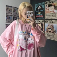 Japanese Anime Cartoon Print Oversize Long Sleeve Shirt  - Thumbnail 1