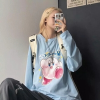 Japanese Anime Cartoon Print Oversize Long Sleeve Shirt  - Thumbnail 2