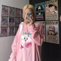 Japanese Anime Cartoon Print Oversize Long Sleeve Shirt  - Thumbnail 3