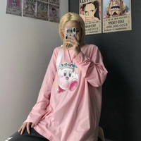 Japanese Anime Cartoon Print Oversize Long Sleeve Shirt  - Thumbnail 5