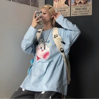 Japanese Anime Cartoon Print Oversize Long Sleeve Shirt  - Thumbnail 7
