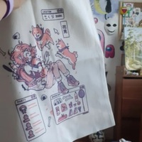 Cute Shiba Inu Anime Girl Cartoon Tote Canvas Bag Shopper Shoulder Bag Aesthetic Casual Summer E-Girl Kawaii Korean Japanese Harajuku - Thumbnail 6