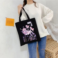 Cute Shiba Inu Anime Girl Cartoon Tote Canvas Bag Shopper Shoulder Bag Aesthetic Casual Summer E-Girl Kawaii Korean Japanese Harajuku - Thumbnail 3