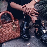 Women's Black Buckle Rivet Shoes  - Thumbnail 1