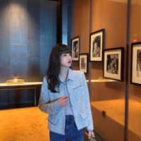 Korean Female White Tweed Basic Jacket Coat - Thumbnail 5