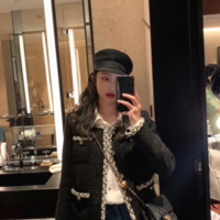Korean Female White Tweed Basic Jacket Coat - Thumbnail 6