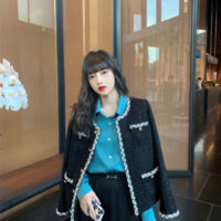 Korean Female White Tweed Basic Jacket Coat - Thumbnail 7