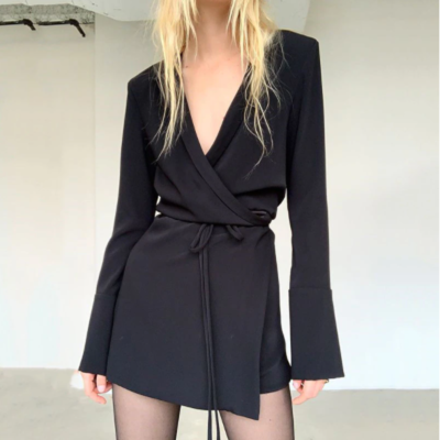  flare long sleeve black white blazer coat