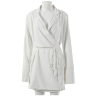  Flare Long Sleeve Black White Blazer Coat - Thumbnail 8