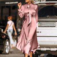  Elegant Long Sleeve Strappy Bow Tie Maxi - Thumbnail 6