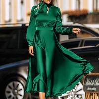  Elegant Long Sleeve Strappy Bow Tie Maxi - Thumbnail 1