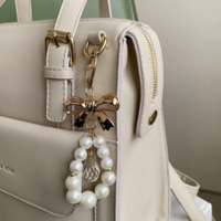 Preppy Style Bow Faux Pearl Beaded Decor - Thumbnail 7